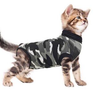 Cat Kitten Gray Camo Suitical Recovery Suit XXXS No more Cones ! Wound Surgical